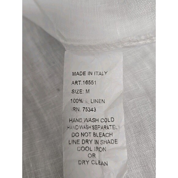Laura Bianchi Made in Italy Sleeveless Blouse Top Crochet White 100% Linen Sz M - Picture 9 of 10